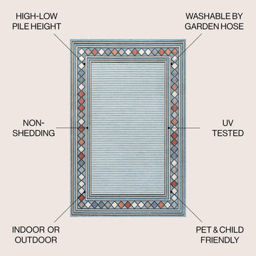 Sebastian High-low Modern Diamond Border Indoor/Outdoor Area Rug